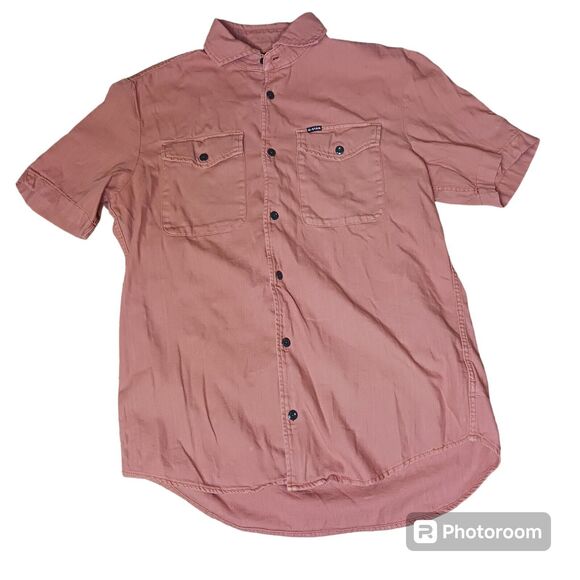 G Star Raw Mens Medium Red Slim Fit Marine Service Snap Button Short Sleeve - Picture 2 of 8